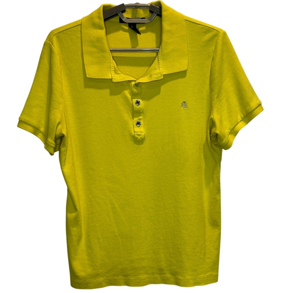 Lauren Ralph Lauren Polo Shirt XL Women's Yellow Cotton Short Sleeve RLL Logo